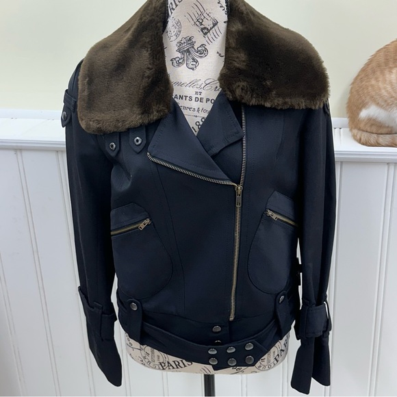 French Connection Black Moto/ Bomber Jacket Size 4 - Picture 3 of 7